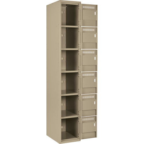 Clean Line Lockerette, 6 -tier, Bank of 3, 36" x 18" x 72", Steel, Beige, Rivet (Assembled) O-Max