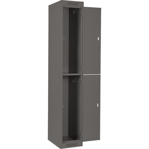 Clean Line Lockers, 2 -tier, Bank of 3, 36" x 18" x 72", Steel, Charcoal, Rivet (Assembled) O-Max