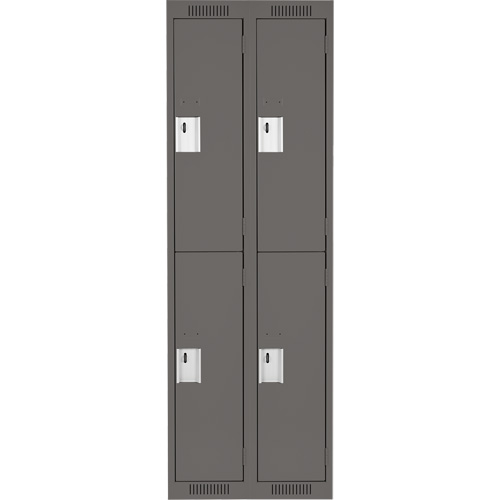 Clean Line Lockers, 2 -tier, Bank of 2, 24" x 18" x 72", Steel, Charcoal, Rivet (Assembled) O-Max