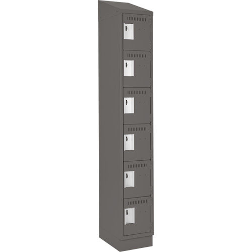 Clean Line Lockerette, 6 -tier, 12" x 18" x 82", Steel, Charcoal, Rivet (Assembled) O-Max