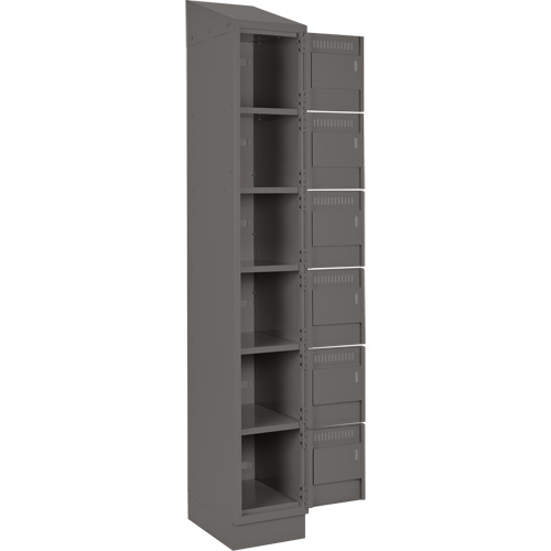 Petits casiers Clean Line, 6 niveaux, Bloc de 4, 48" x 18" x 82", Acier, Charbon, Rivet (assembl&eacute;) O-Max