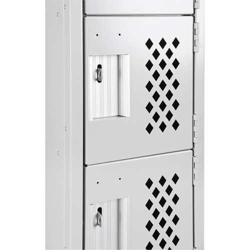 Assembled Clean Line Perforated Economy Lockers, 6 -tier, Bank of 4, 18" x 72" x 12", Steel O-Max