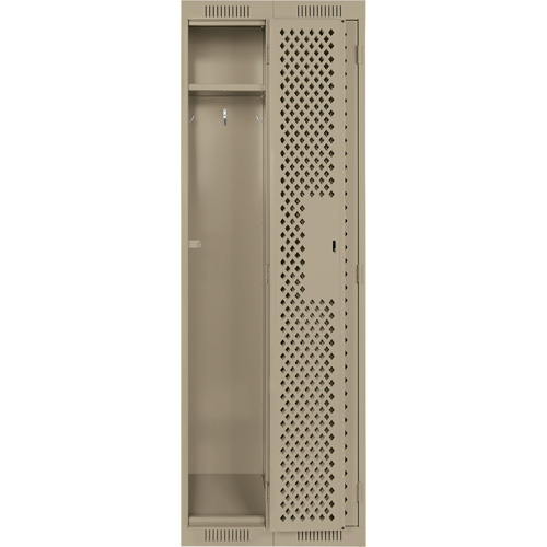 Clean Line Lockers, Bank of 2, 24" x 12" x 72", Steel, Beige, Rivet (Assembled), Perforated O-Max