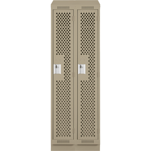 Clean Line Lockers, Bank of 2, 24" x 18" x 82", Steel, Beige, Rivet (Assembled), Perforated O-Max