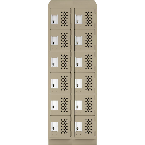 Assembled Lockerettes Clean Line Perforated Economy Lockers, 6 -tier, Bank of 2, 18" x 72" x 12", Steel O-Max