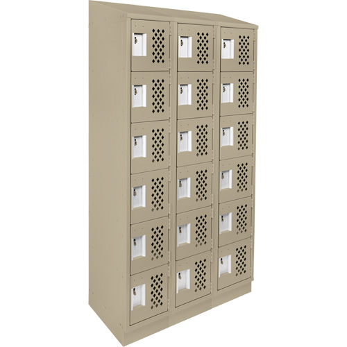 Assembled Lockerettes Clean Line Perforated Economy Lockers, 6 -tier, Bank of 3, 18" x 72" x 12", Steel O-Max