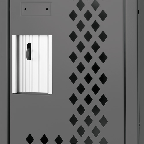 Clean Line Lockers, Bank of 2, 24" x 12" x 72", Steel, Charcoal, Rivet (Assembled), Perforated O-Max