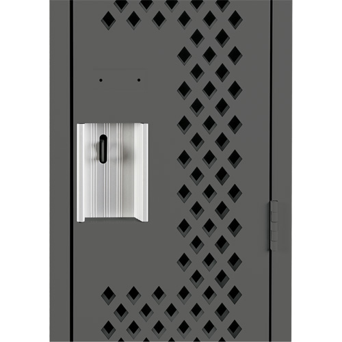 Clean Line Lockers, Bank of 2, 24" x 12" x 72", Steel, Charcoal, Rivet (Assembled), Perforated O-Max