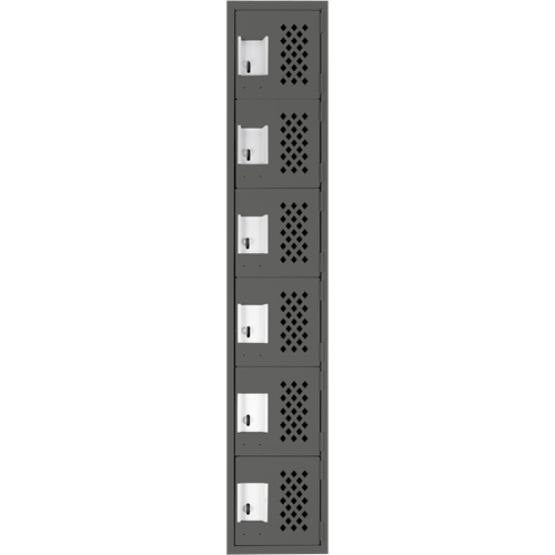 Assembled Lockerettes Clean Line Perforated Economy Lockers, 6 -tier, 18" x 72" x 12", Steel O-Max