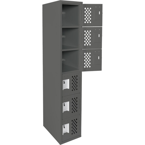 Assembled Lockerettes Clean Line Perforated Economy Lockers, 6 -tier, 18" x 72" x 12", Steel O-Max