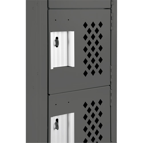 Assembled Lockerettes Clean Line Perforated Economy Lockers, 6 -tier, Bank of 2, 18" x 72" x 12", Steel O-Max