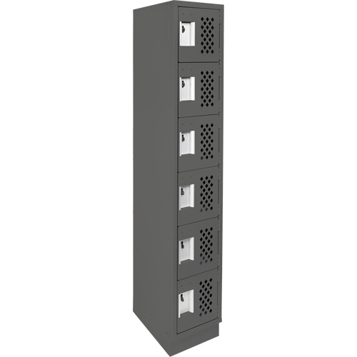 Assembled Lockerettes Clean Line Perforated Economy Lockers, 6 -tier, 18" x 72" x 12", Steel O-Max