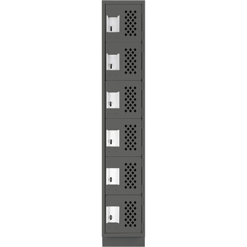 Assembled Lockerettes Clean Line Perforated Economy Lockers, 6 -tier, 18" x 72" x 12", Steel O-Max
