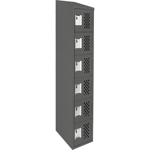 Assembled Lockerettes Clean Line Perforated Economy Lockers, 6 -tier, 18" x 72" x 12", Steel O-Max