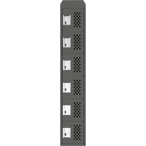 Assembled Lockerettes Clean Line Perforated Economy Lockers, 6 -tier, 18" x 72" x 12", Steel O-Max
