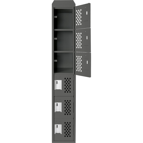 Assembled Lockerettes Clean Line Perforated Economy Lockers, 6 -tier, 18" x 72" x 12", Steel O-Max