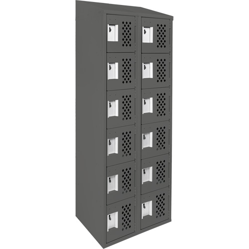 Assembled Lockerettes Clean Line Perforated Economy Lockers, 6 -tier, Bank of 2, 18" x 72" x 12", Steel O-Max