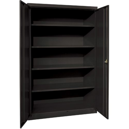 Armoires de rangement Hi-Boy profondes, Acier, 4 Tablettes, 72" h x 36" la x 24" P, Noir O-Max
