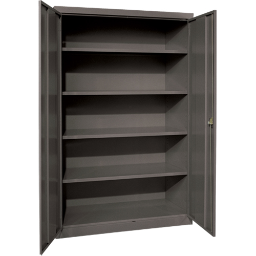 Armoires de rangement Hi-Boy profondes, Acier, 4 Tablettes, 72" h x 36" la x 24" P, Charbon O-Max