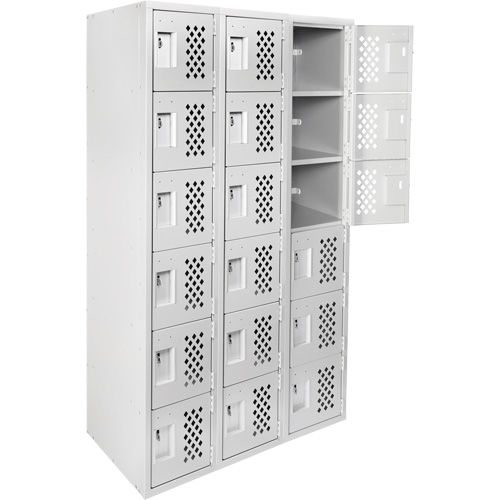 Clean Line Lockerettes, 6 -tier, Bank of 3, 18" x 72" x 12", Steel O-Max