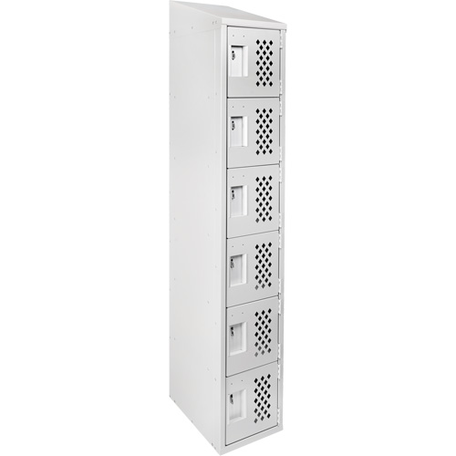 Assembled Lockerettes Clean Line Perforated Economy Lockers, 6 -tier, 18" x 72" x 12", Steel O-Max