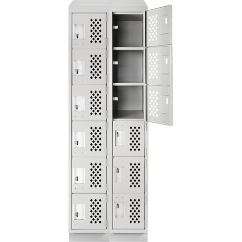 Clean-Line Perforated Lockerette, 6 -tier, Bank of 2, 12" x 72" x 12", Steel O-Max
