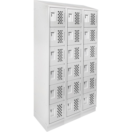 Petit casier perfor&eacute; Clean-Line, 6 niveaux, Bloc de 3, 12" x 72" x 12", Acier O-Max