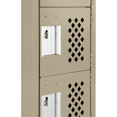 Assembled Lockerettes Clean Line Perforated Economy Lockers, 6 -tier, 18" x 72" x 12", Steel O-Max