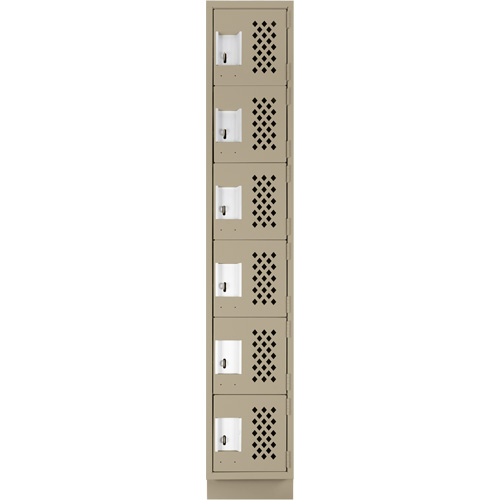 Assembled Lockerettes Clean Line Perforated Economy Lockers, 6 -tier, 18" x 72" x 12", Steel O-Max