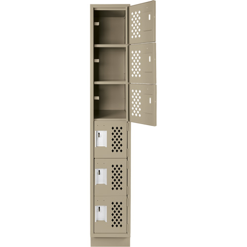 Assembled Lockerettes Clean Line Perforated Economy Lockers, 6 -tier, 18" x 72" x 12", Steel O-Max