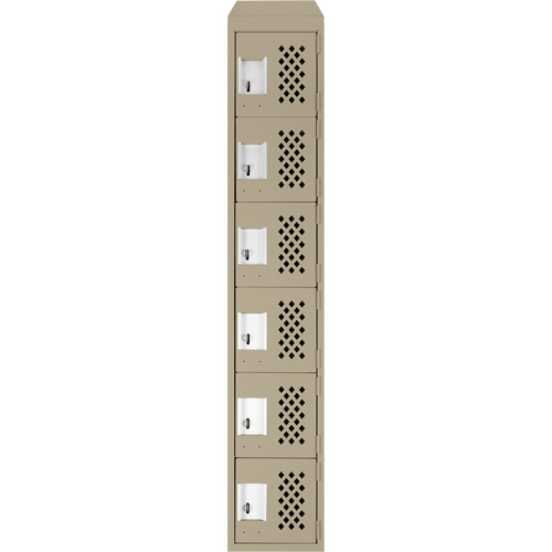Assembled Lockerettes Clean Line Perforated Economy Lockers, 6 -tier, 18" x 72" x 12", Steel O-Max