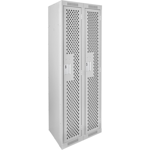 Clean Line Lockers, Bank of 2, 24" x 12" x 72", Steel, Grey, Rivet (Assembled), Perforated O-Max