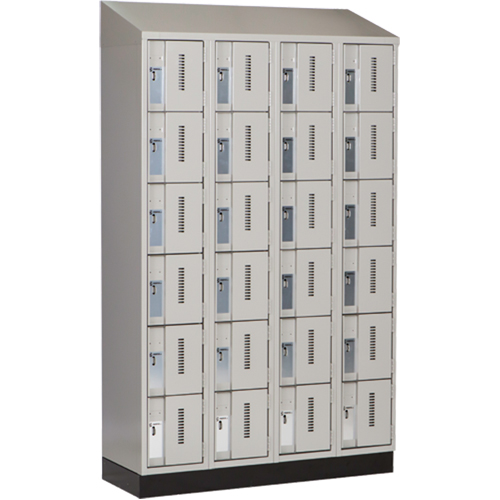 Concorde Heavy-Duty Lockers, 6 -tier, Bank of 4, 48" x 18" x 82", Steel, Grey, Welded (Assembled) O-Max
