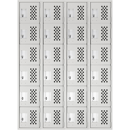 Clean Line Lockerettes, 6 -tier, Bank of 4, 18" x 72" x 12", Steel O-Max