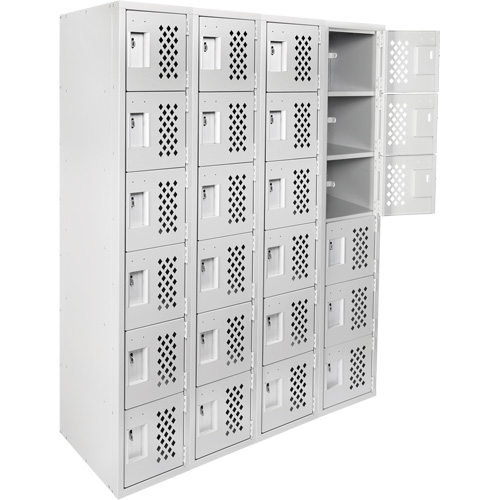 Clean Line Lockerettes, 6 -tier, Bank of 4, 18" x 72" x 12", Steel O-Max