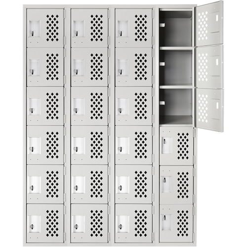 Clean Line Lockerettes, 6 -tier, Bank of 4, 18" x 72" x 12", Steel O-Max