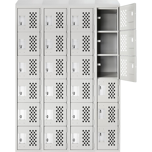 Casiers &eacute;conomiques perfor&eacute;s et assembl&eacute;s Clean Line, 6 niveaux, Bloc de 4, 18" x 72" x 12", Acier O-Max