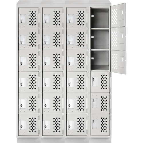 Casiers &eacute;conomiques perfor&eacute;s et assembl&eacute;s Clean Line, 6 niveaux, Bloc de 4, 18" x 72" x 12", Acier O-Max