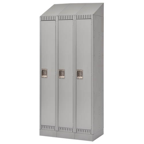 Lockers, Bank of 3, 36" x 18" x 86", Steel, Grey, Knocked Down O-Max