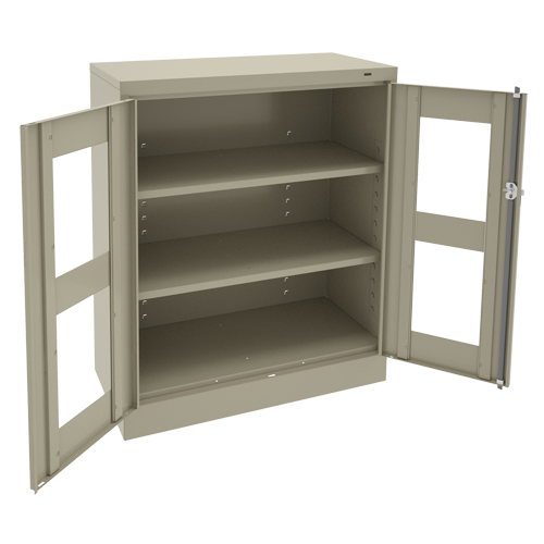 C-Thru Counter High Cabinet, Steel, 2 Shelves, 42" H x 36" W x 18" D O-Max