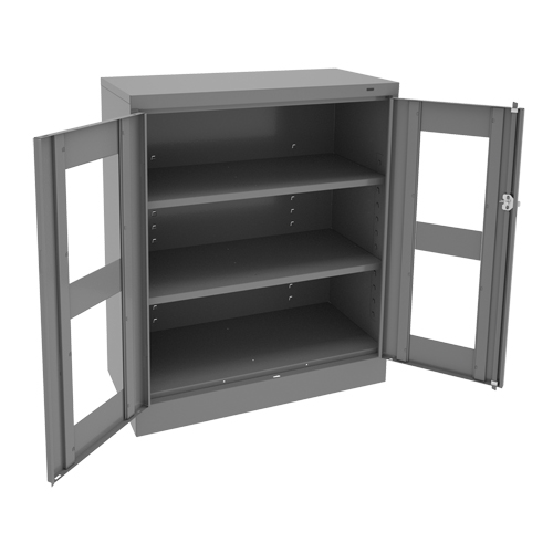 C-Thru Counter High Cabinet, Steel, 2 Shelves, 42" H x 36" W x 18" D O-Max