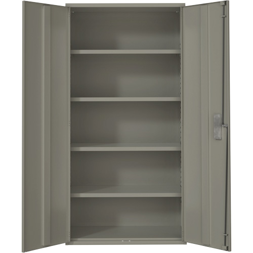 Armoire de rangement Hi-Boy, Acier, 4 Tablettes, 72" h x 36" la x 18" P, Gris O-Max