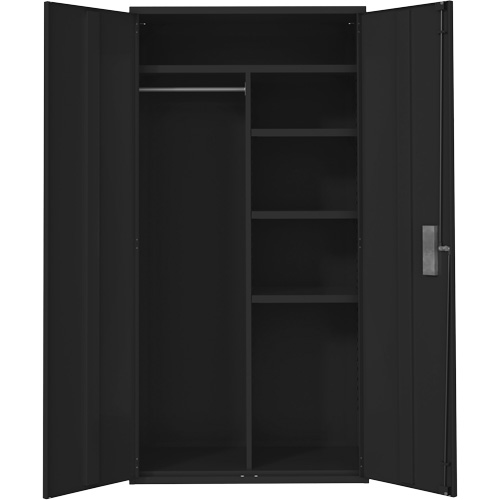 Combination Storage Cabinet, Steel, 6 Shelves, 72" H x 36" W x 18" D, Black O-Max