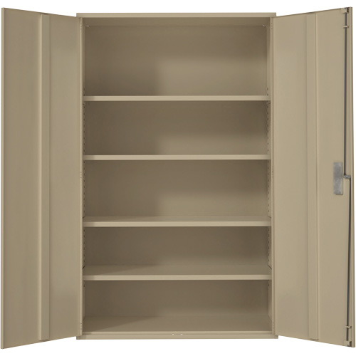 Armoire de rangement Hi-Boy tr&egrave;s large, Acier, 4 Tablettes, 72" h x 48" la x 24" P, Beige O-Max
