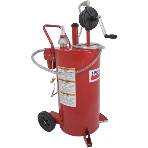 Chariot &agrave; carburant en acier de 25 gallons avec pompe rotative bidirectionnelle et filtre O-Max