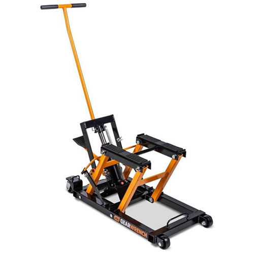 ATV and Motorcycle Jack, 0.75 Ton(s) Capacity, 4-2/3" Lowered, 14-1/2" Raised, Manual Hydraulic O-Max