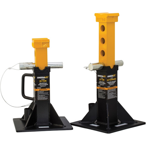 Heavy-Duty Jack Stand, Locking Pin, 22 Tons Capacity, 12-1/4" - 19-7/8" H O-Max