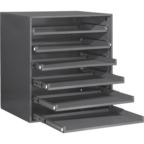 Armoire de rangement &agrave; cloisons, Acier, 6 compartiments, 20-5/16" la x 15-15/16" p, 21-7/8" h, Gris O-Max