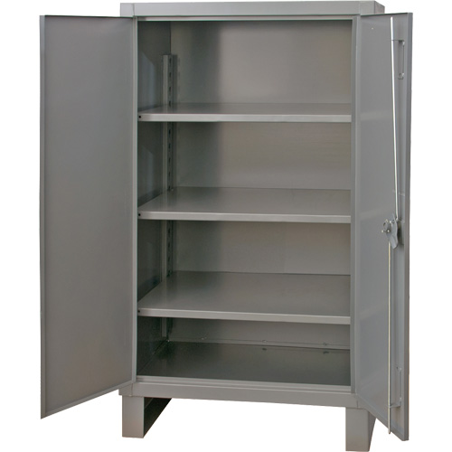 Armoire tr&egrave;s robuste, Acier, 3 Tablettes, 66" h x 48" la x 24" P, Gris O-Max