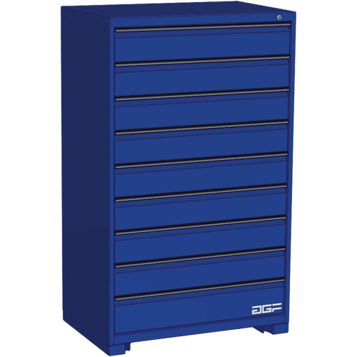Armoire &agrave; tiroirs modulaire, 9 tiroirs, 36" la x 24" p x 60" h, Bleu O-Max